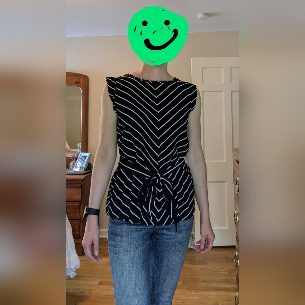 Loft waist tie blouse striped